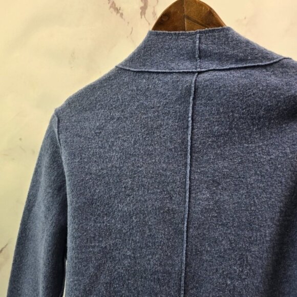 Eileen Fisher Jacket Womens Medium Petite Blue Wool Boiled Felted Zip Coat Mock - Picture 8 of 14